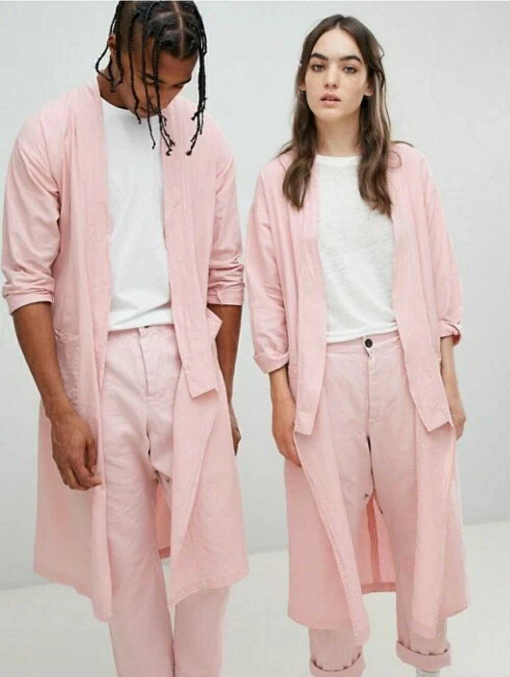 SEEKER Earth Pink Hemp Cotton Loungewear Kimono Robe Overcoat Minimalist Luxury